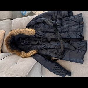 RUDSAK Black Puffer Jacket with Tan Faux Fur Hood